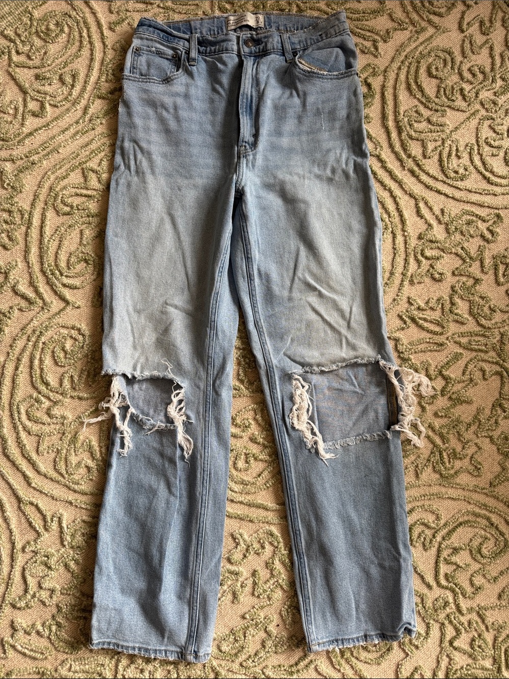 Abercrombie & Fitch High-Rise Light Blue Distressed Jeans
